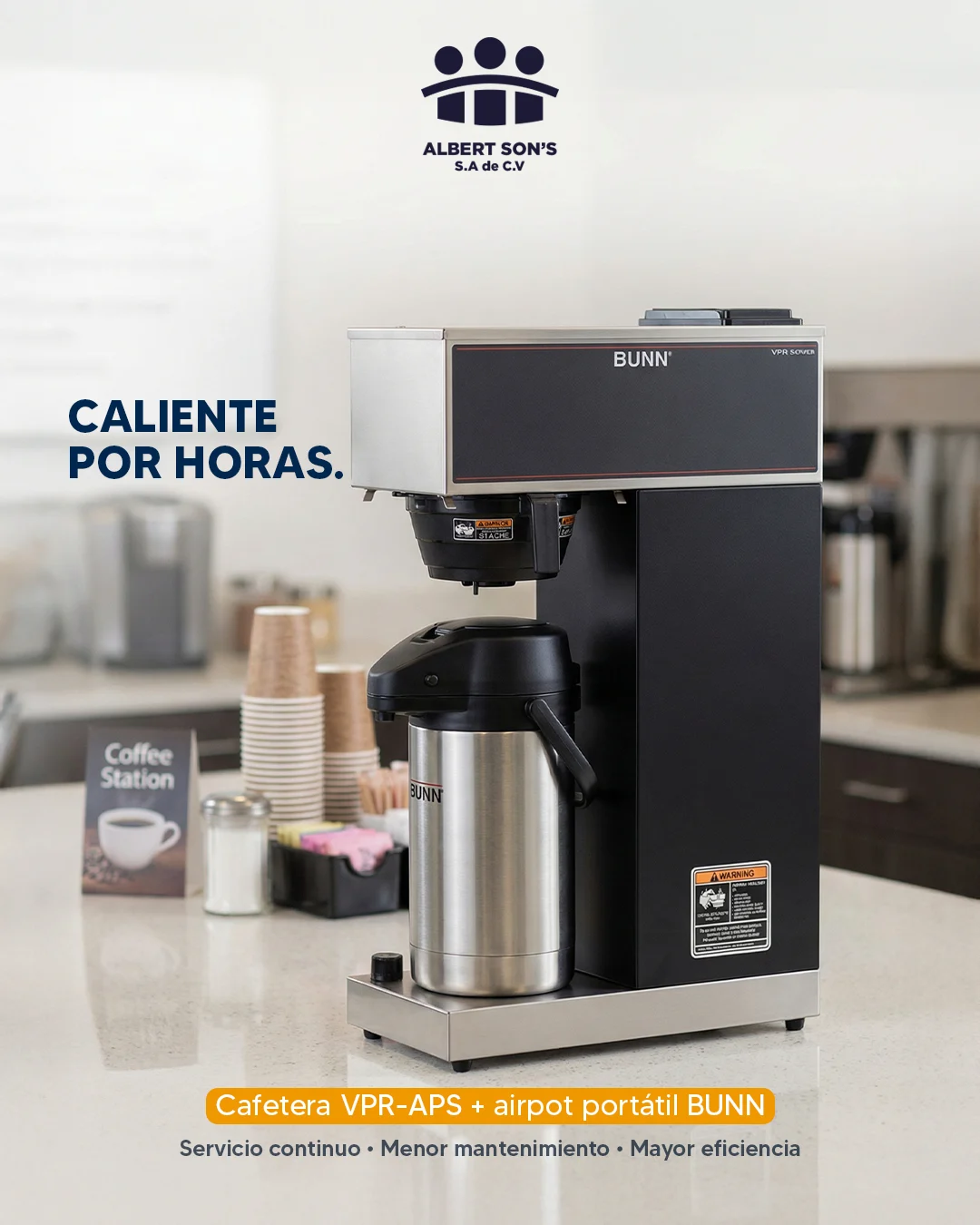 🔥 Café caliente por horas, sin interrupciones La BUNN VPR-APS + Airpot es la soluc... - Albert Sons El Salvador